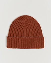  Rib Knitted Cashmere Cap Rust