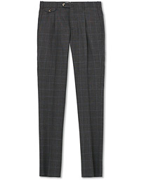  Gentleman Fit Overcheck Wool Trousers Dark Grey