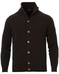  Virgin Merino Wool Chioto Cardigan Dark Brown