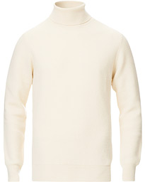  Honeycomb Cashmere Turtleneck Off White