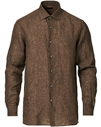  Slim Fit Linen Shirt Brown