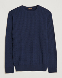  Merino Cable Crew Neck Navy