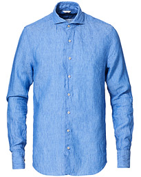  Slimline Linen Cut Away Shirt Light Blue