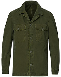  Cotton Gabardine Overshirt Olive