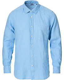 BOSS Casual Relegant Linen Shirt Open Blue