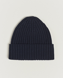  Ribbed Cashmere Beanie Navy