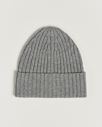  Ribbed Cashmere Beanie Grey Melange