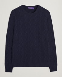  Cashmere Cable Crew Neck Sweater Chairman Navy