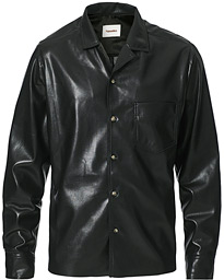  Vegan Leather Shirt Jacket Black 