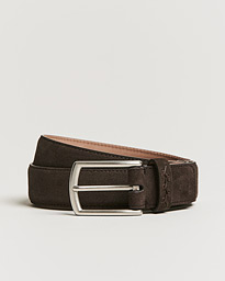  Triple Stitch Belt Dark Brown Suede