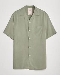  Viscose Resort Short Sleeve Shirt Green Plain