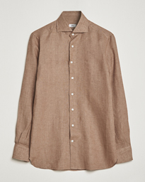  Signature Linen Cut Away Shirt Taupe