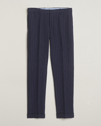  Linen Pinstripe Trousers Navy/Cream