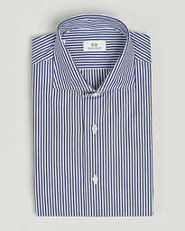  Cotton Poplin Dress Shirt Blue Stripe