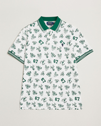  Printed Mesh Polo Toss White