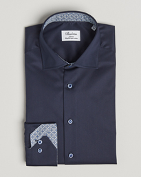  Silmline Contrast Cotton Twill Shirt Navy