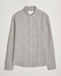  Konrad Striped Linen Shirt Black