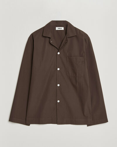 Tekla Poplin Pyjama Shirt Coffee