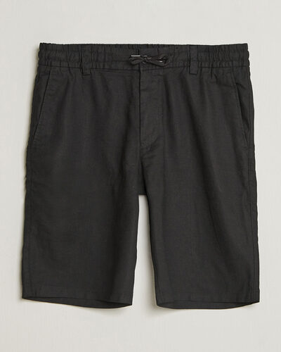 BOSS ORANGE Tapered Linen Drawstring Shorts Black