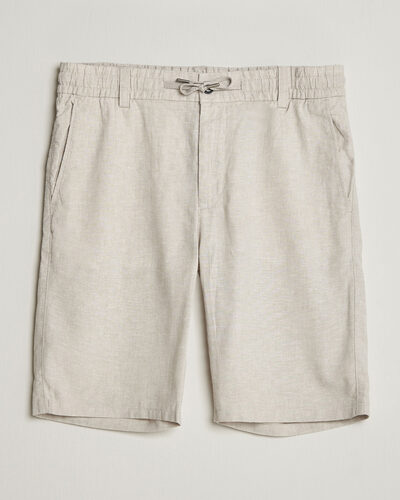 BOSS ORANGE Tapered Linen Drawstring Shorts Open Grey