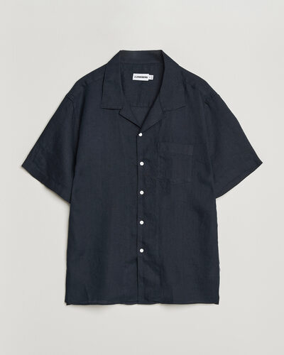 J.Lindeberg Elio Linen Short Sleeve Shirt Navy