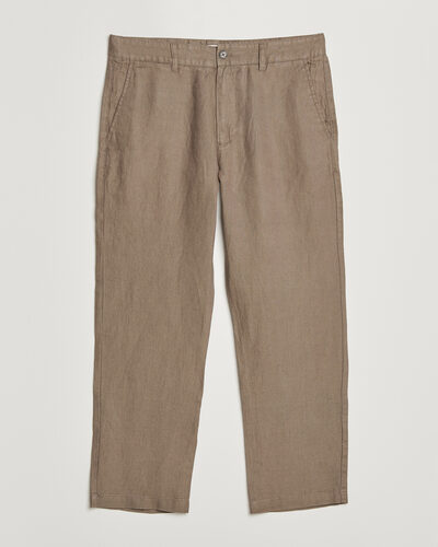 NN07 Aden Regular Fit Linen Trousers Clay Mirage