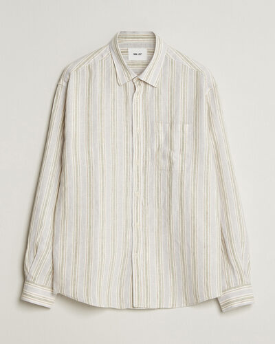 NN07 Deon Linen Shirt Mint Stripe