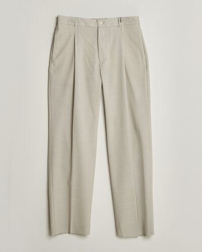 BOSS BLACK Pat Pleated Wool Trousers Light Beige