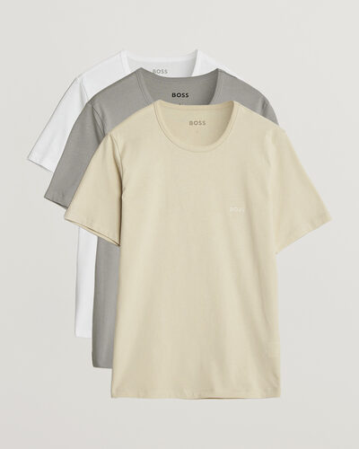 BOSS BLACK 3-Pack Crew Neck T-Shirt White/Beige/Grey