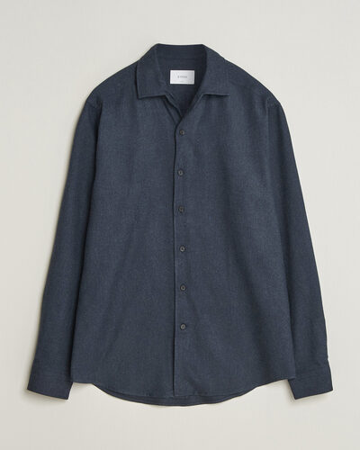 Eton Casual Fit One Piece Collar Flannel Shirt Navy Blue