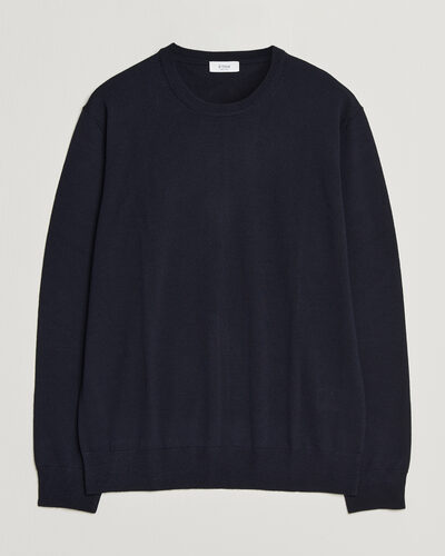 Eton Merino Wool Knitted Crew Neck Navy Blue