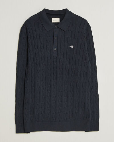 Gant Cotton Cable Polo Evening Blue