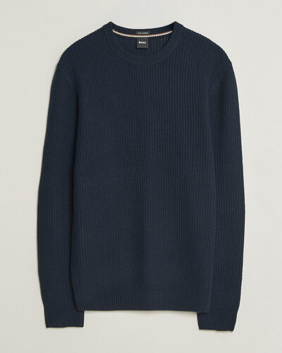 BOSS BLACK Fiocchetto Wool/Cashmere Crew Neck Dark Blue