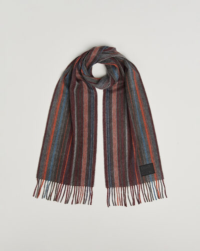Paul Smith Lambswool Striped Scarf Red