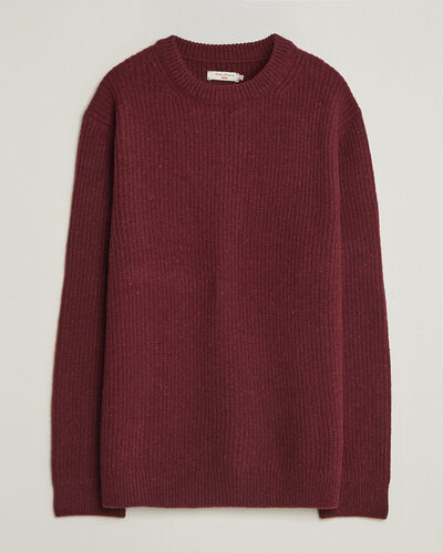 Nudie Jeans August Wool Rib Knitted Sweater Burgundy