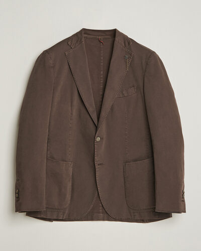 Santaniello Washed Cotton Patch Pocket Blazer Brown
