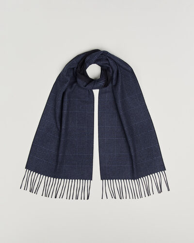 Piacenza Cashmere Cashmere/Silk Glencheck Scarf Navy