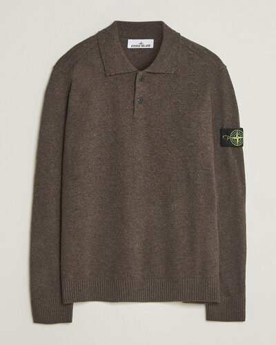 Stone Island Knitted Geelong Wool Polo Melange Lead