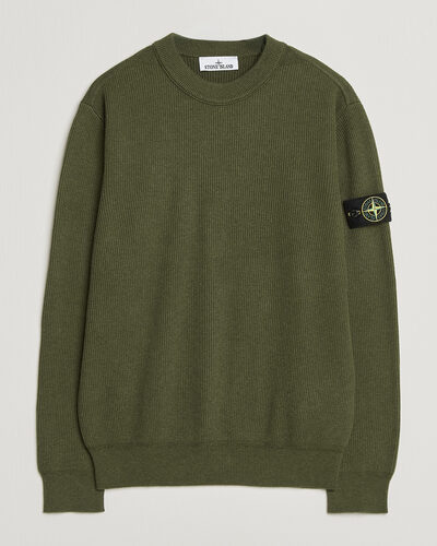 Stone Island Ribbed Soft Organic Cotton Crew Neck Military Green