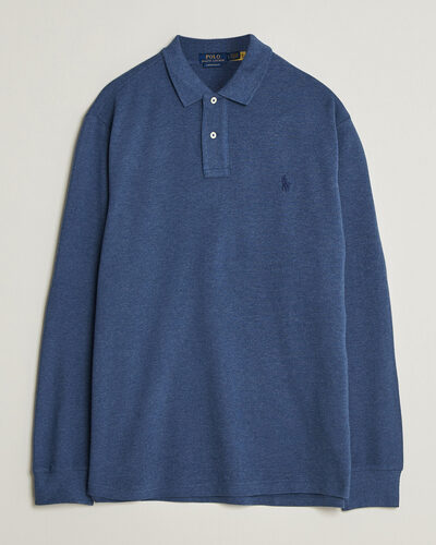 Polo Ralph Lauren Custom Slim Fit Long Sleeve Polo Derby Blue Heather