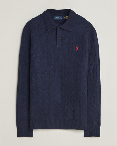 Polo Ralph Lauren Wool/Cashmere Cable Knit Polo Hunter Navy