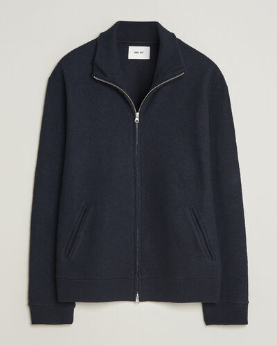 NN07 Soft Boiled Wool Full Zip Navy Blue