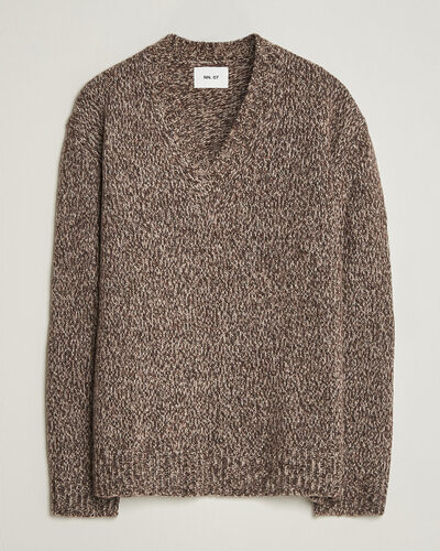 NN07 Flint Wool Knitted V-Neck Deep Truffle