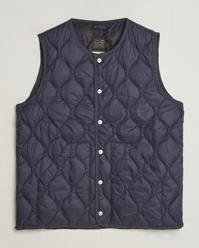TAION Military Crew Neck Down Vest Dark Navy