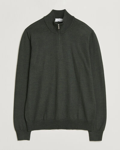 Gran Sasso Merino Fashion Fit Half Zip Olive Melange