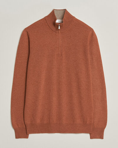 Gran Sasso Wool/Cashmere Half Zip Rust Orange