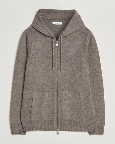 Gran Sasso Full Zip Wool Hoodie Taupe Melange