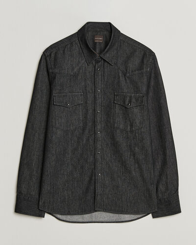 Oscar Jacobson Straight Fit Western Shirt Dark Grey