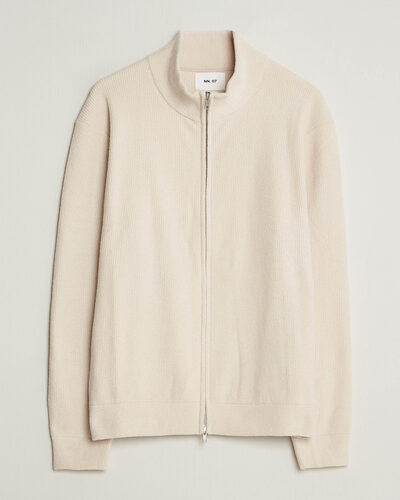 NN07 Danny Rib Knitted Full Zip Ivory