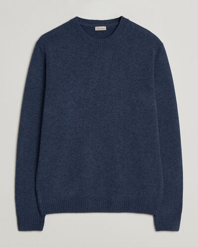 Stenströms Knitted Lambswool Crew Neck Indigo Melange